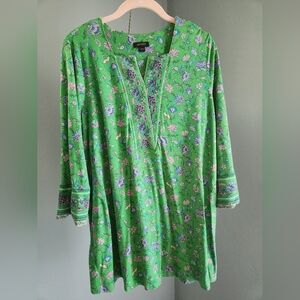 J. Jill Green Floral Patterned Top